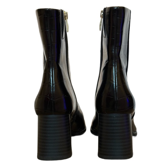 Nordstrom Normandy Croc Block Heel Booties With Inside Zip NWOB Size 7.5M - Picture 4 of 7